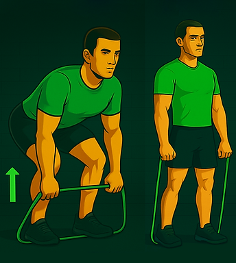 Persona haciendo el ejercicio Sentadilla con Goma Pisada