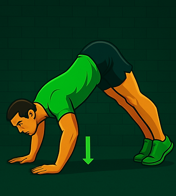 Persona haciendo el ejercicio Flexiones en Pica (Pike Push-Ups)