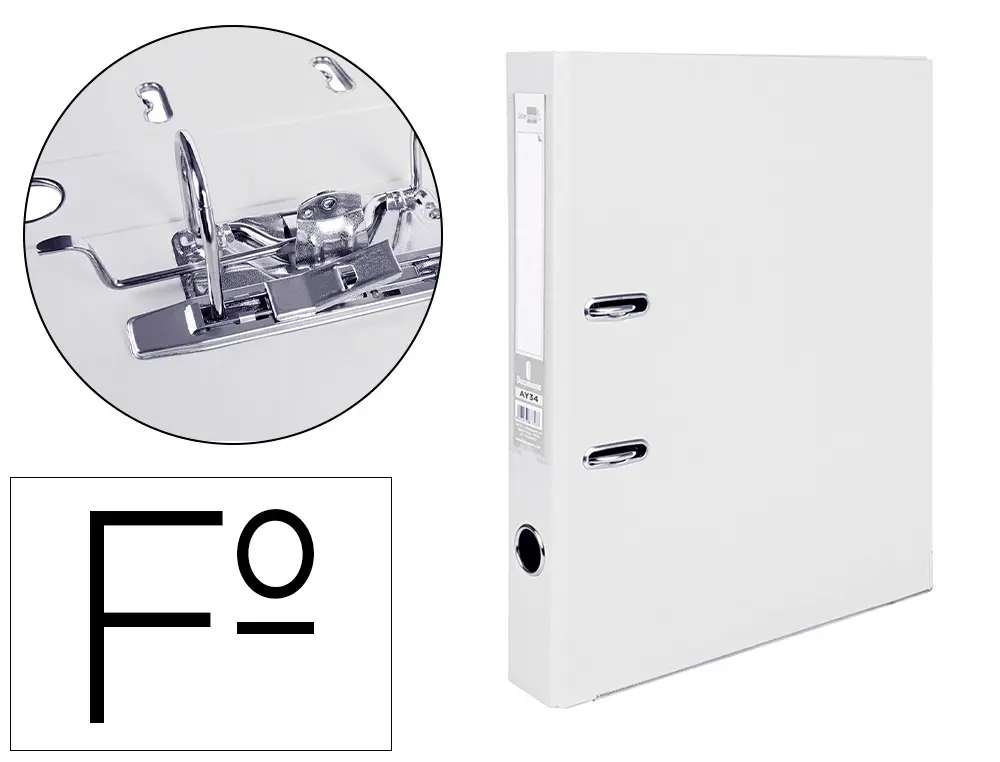 Carpeta 2 Anillas 52mm Archivador de Palanca Folio Forrado PVC Con Rado Blanco