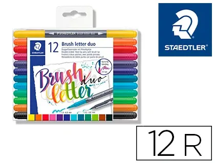 Miniatura: Rotulador Staedtler 3004 Doble Punta Hand Lettering Set 12 Colores Surtidos