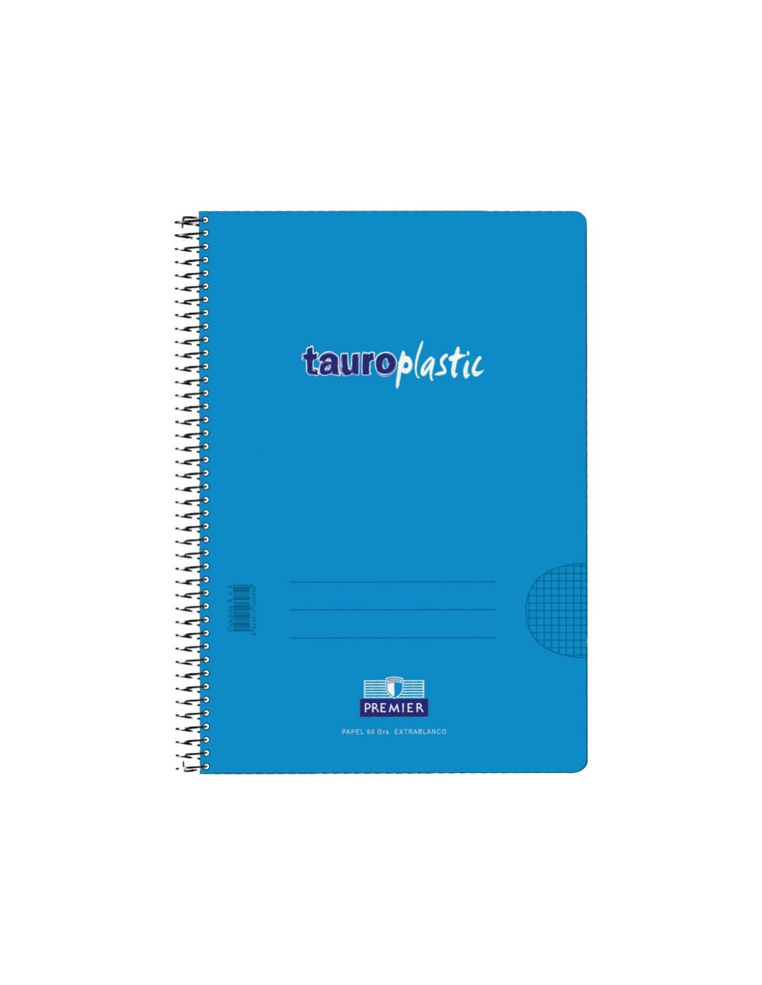 Cuaderno A4 TauroPlastic Folio 80H 90g Espiral Cuadrícula 4mm Color Azul Claro