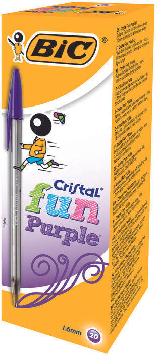 Bolígrafo Bic Cristal Fun Morado Punta 1,6mm Paq.20U