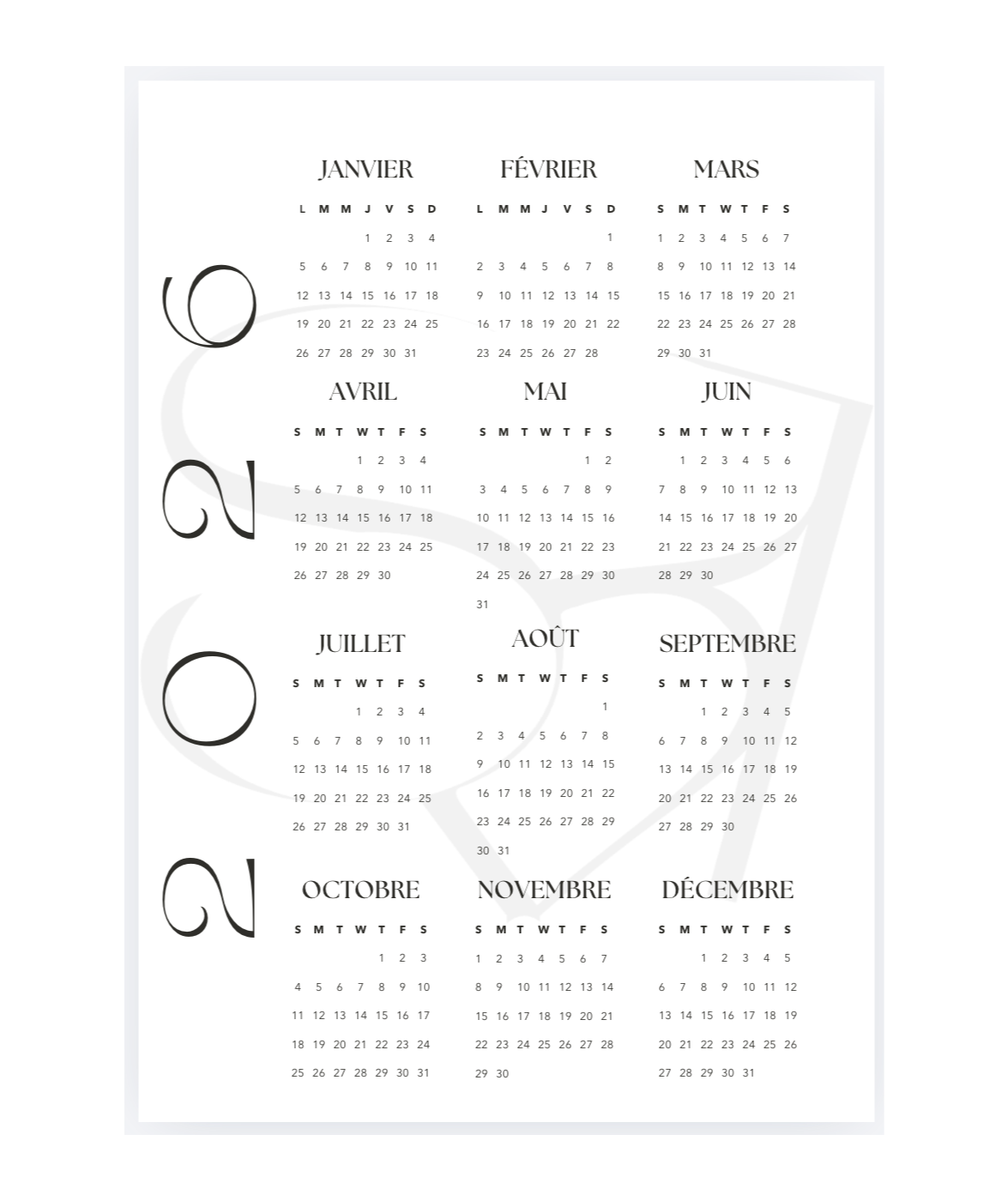 Calendrier annuel