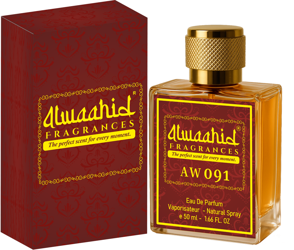 AW 091 Alwaahid perfume, 50ml bottle with red and gold box.
