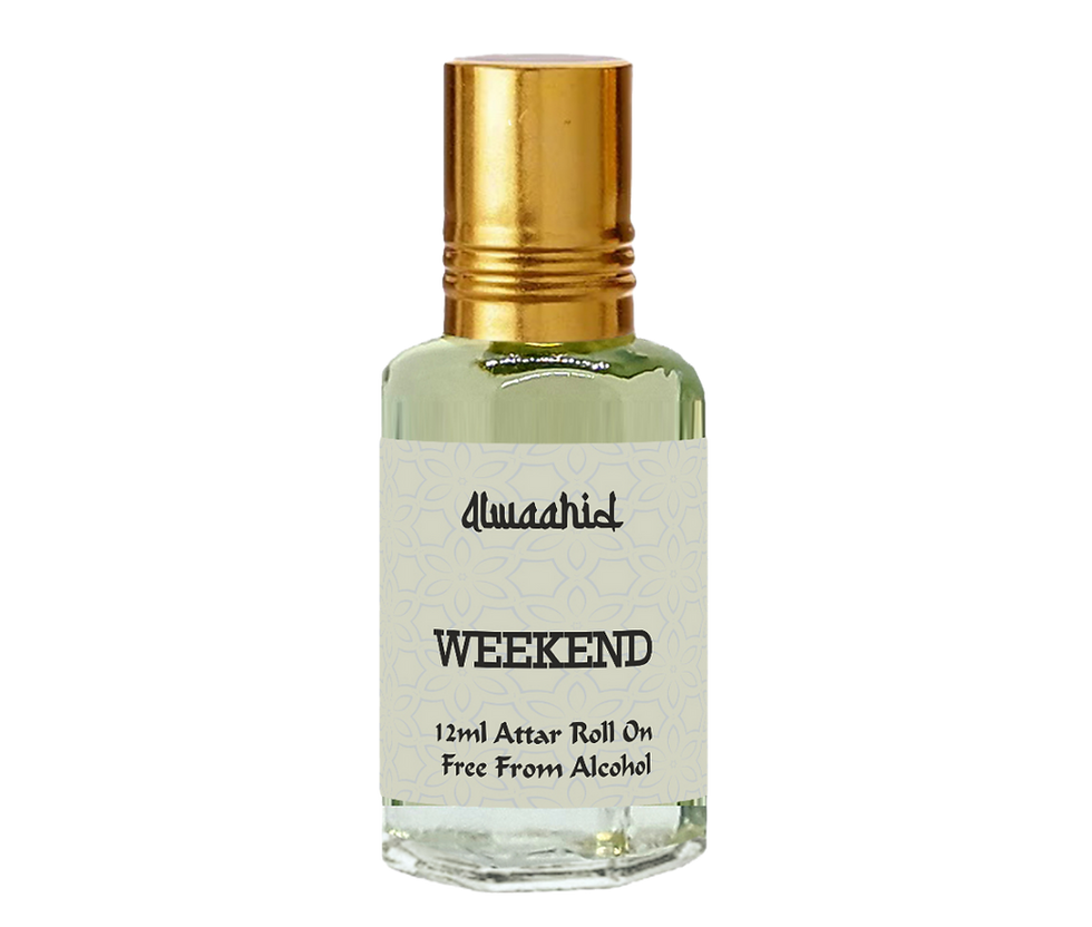 Weekend Him by AlWaahid 12ml roll-on attar with fresh citrus, sandalwood, musk, and elegant depth.