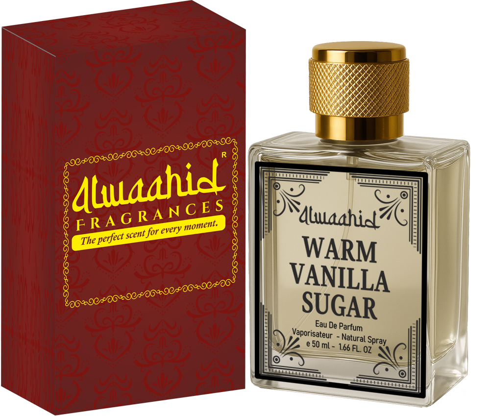 Warm Vanilla Sugar perfume, 50ml bottle with amber label and box.