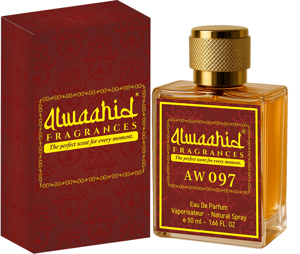 AW 097 Alwaahid perfume, 50ml bottle with red and gold box.