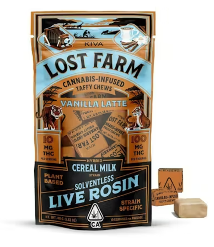 LOST FARM - 100MG ROSIN CHEWS - VANILLA LATTE (CEREAL MILK) - HYBRID