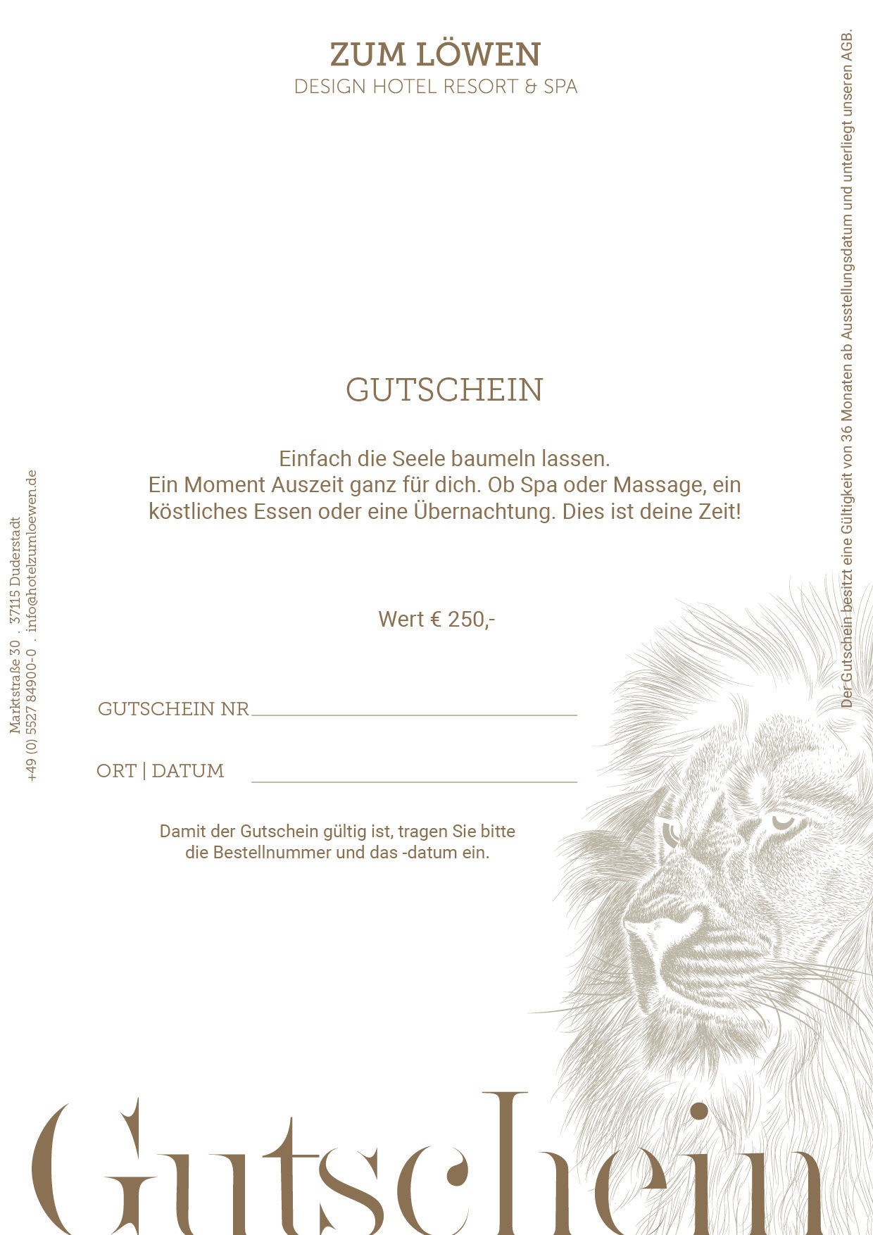 Online Gutschein € 250,-