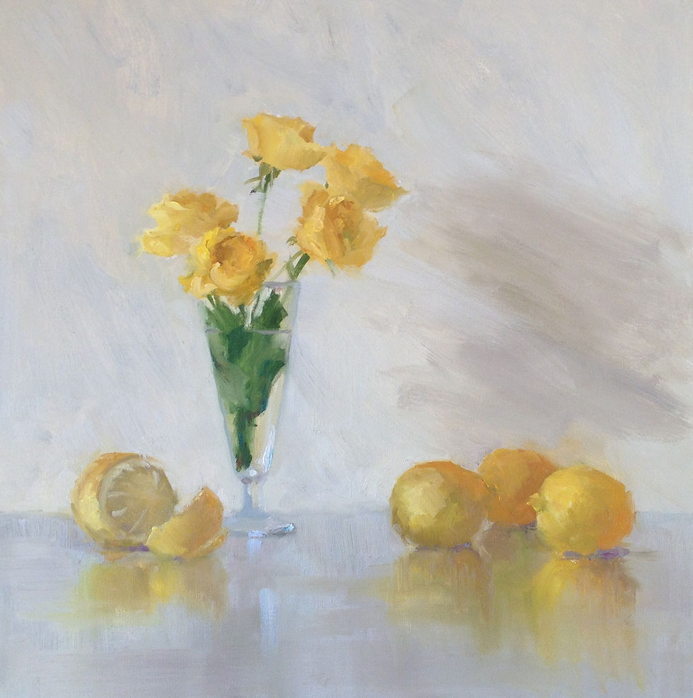 Lemons and Roses - Original Oil Painting