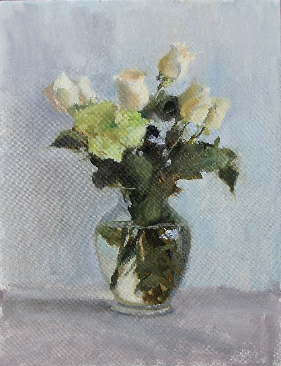 White and Green - Original Oil Painting