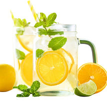 Lemonade with mint and fresh lemons