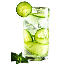 Cucumber and mint infused water in a glass