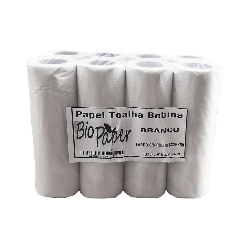 Papel Toalha Folha Simples Bobina 50 metros com 8 unidades BioPaper