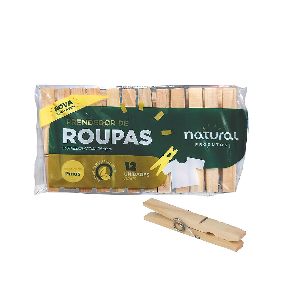 Prendedor de Roupa Madeira com 12 unidades Natural