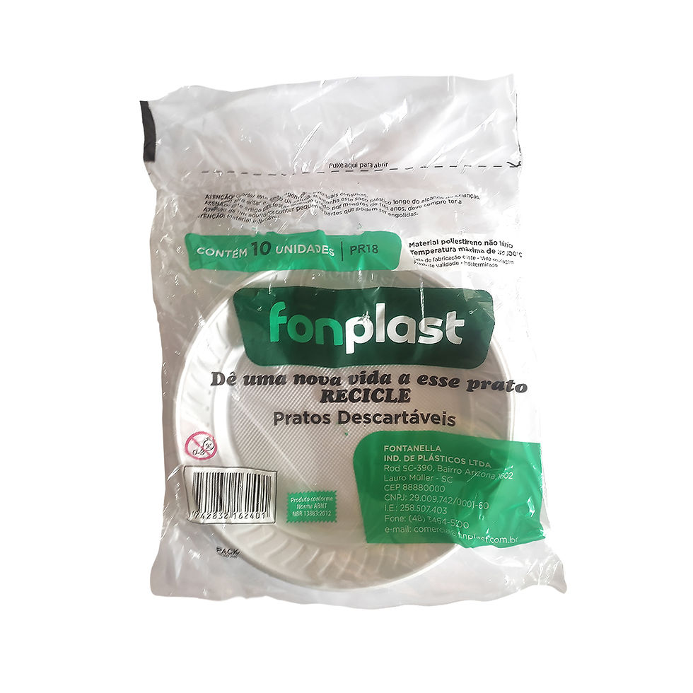 Prato de Plástico Raso 18cm Branco com 10 unidades Fonplast