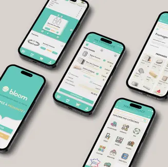 several phones are displaying a bloom app on their screens