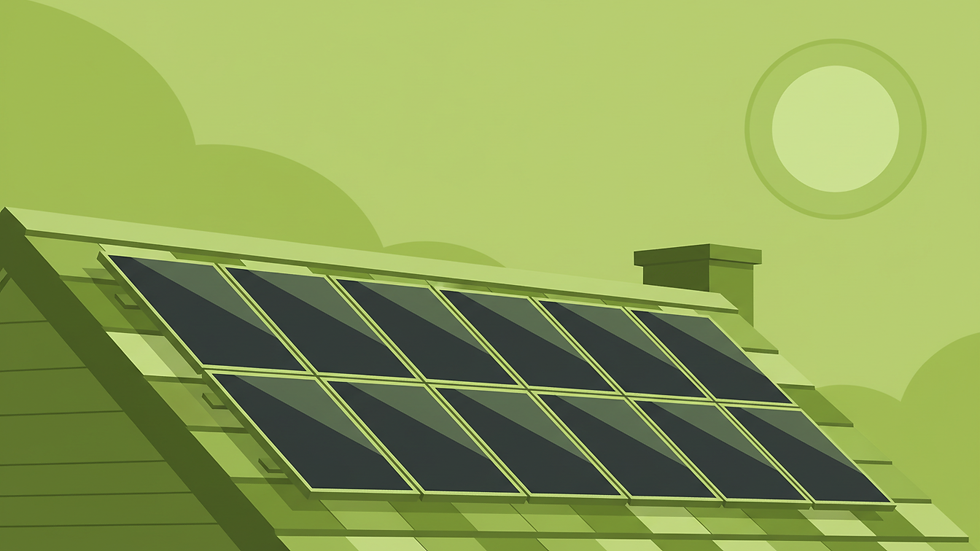 Close-up of solar panels on rooftop under clear sky