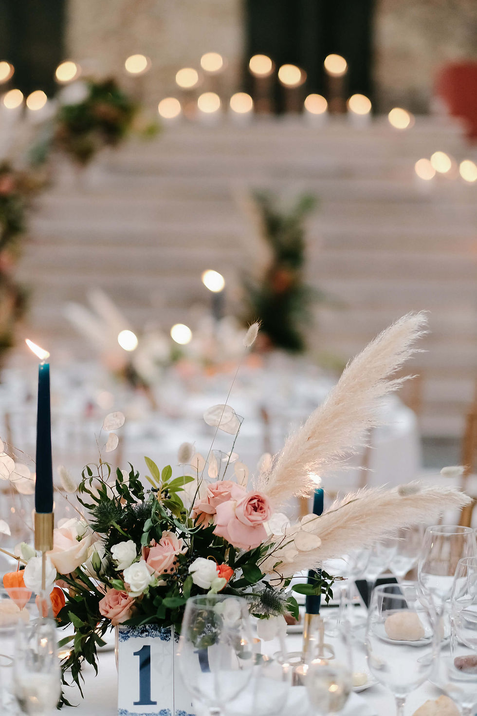 candles flowers wedding centrepiece tables lisbon palace europe wonderlust events destination wedding planner