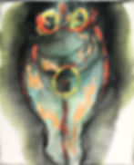 dibujo en acuarela y crayon de la silueta del cuerpo humano femenino resaltando la belleza de la mujer