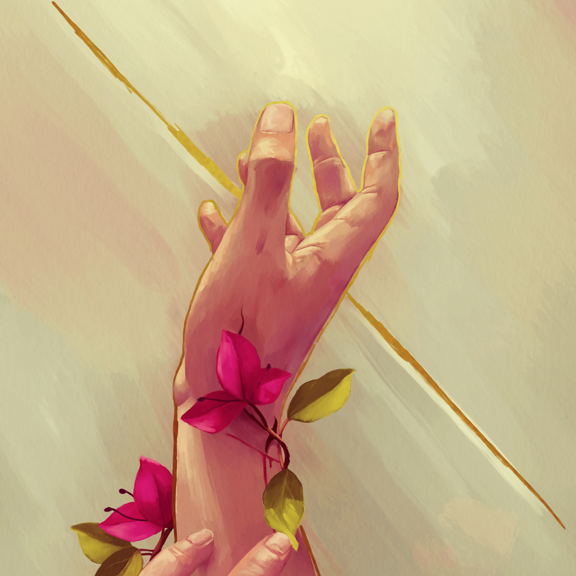Blóm Detalle de mano pintura fine art papel de algodón. Brunnin