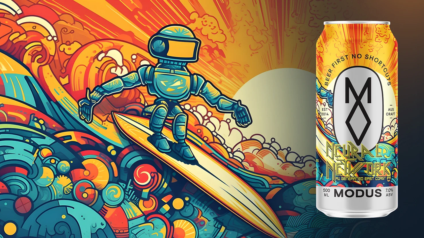 Absolutely Ai beer created with AI design