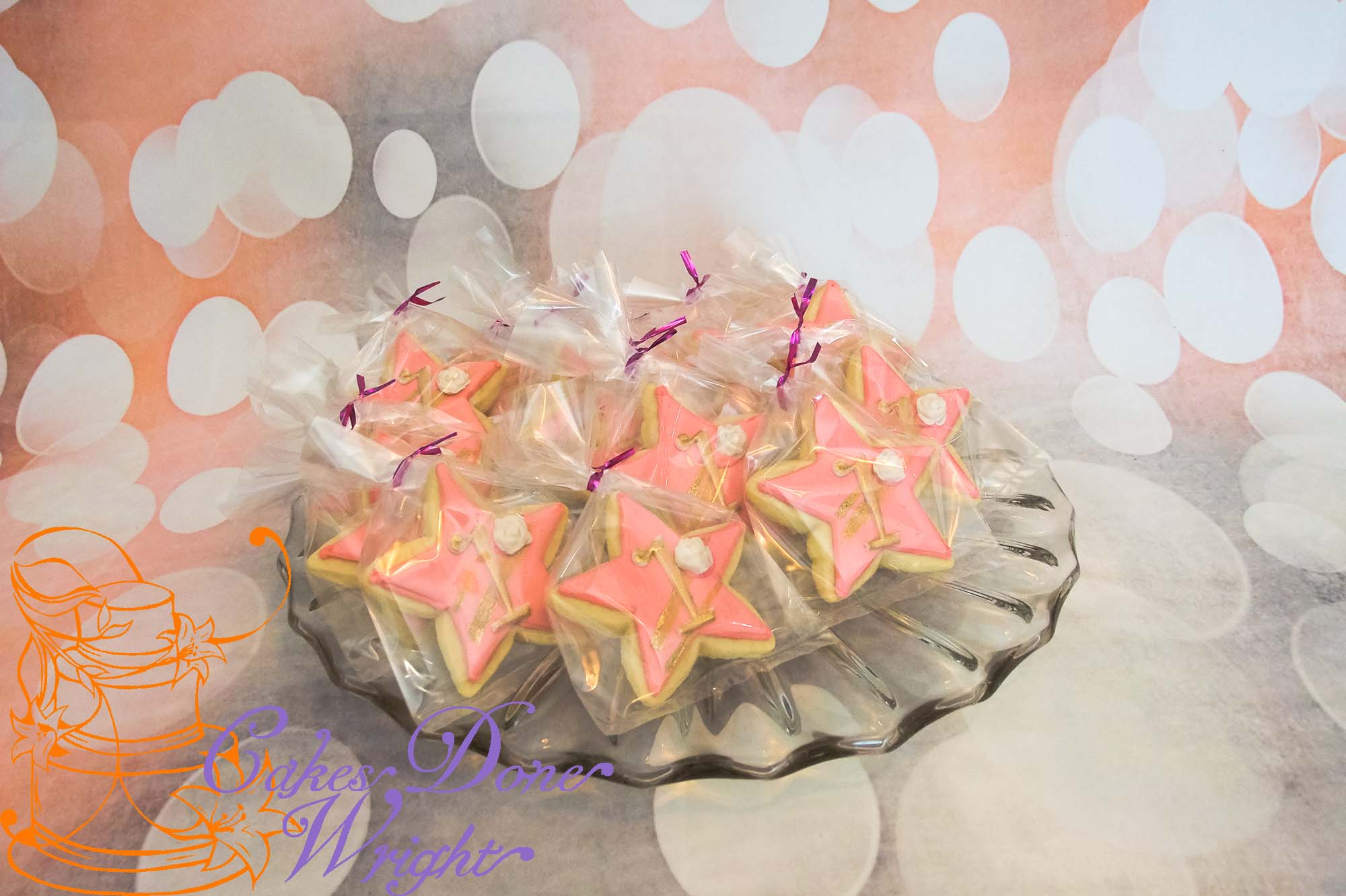 1st birthday cookies pink and gold