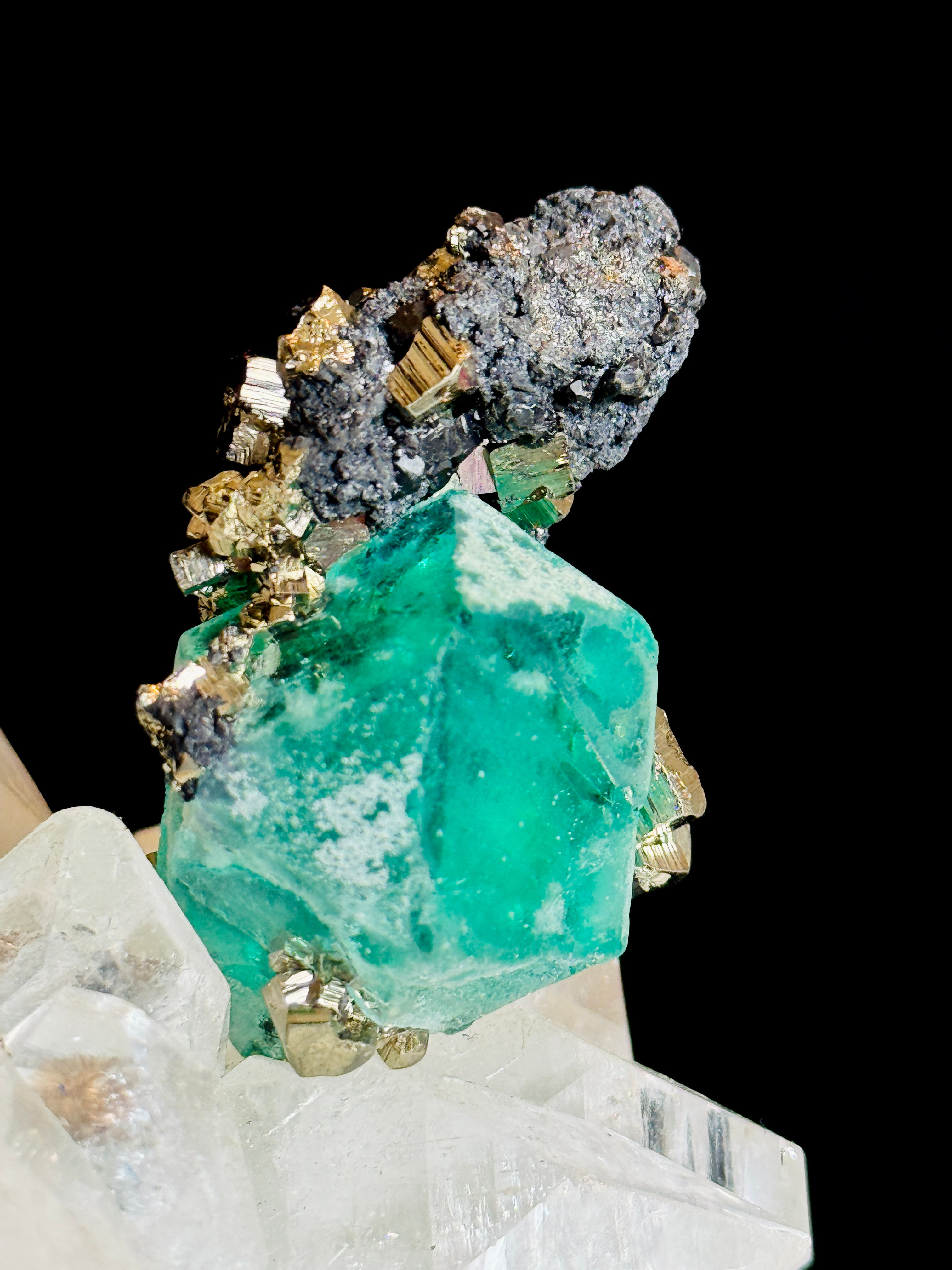Peruvian Green Fluorite& Pyrite Specimen A++