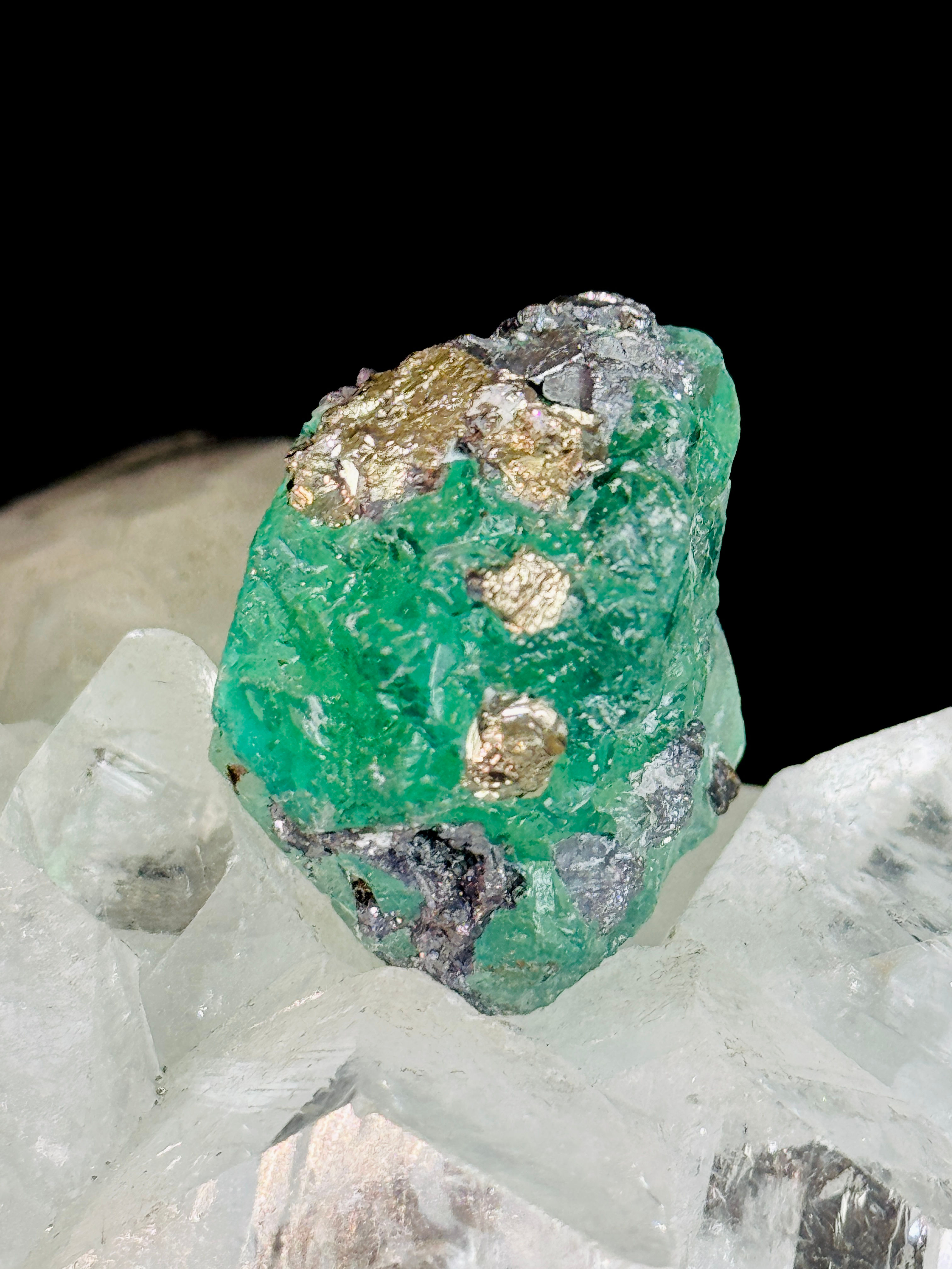 Peruvian Green Fluorite & Pyrite Specimen A+++