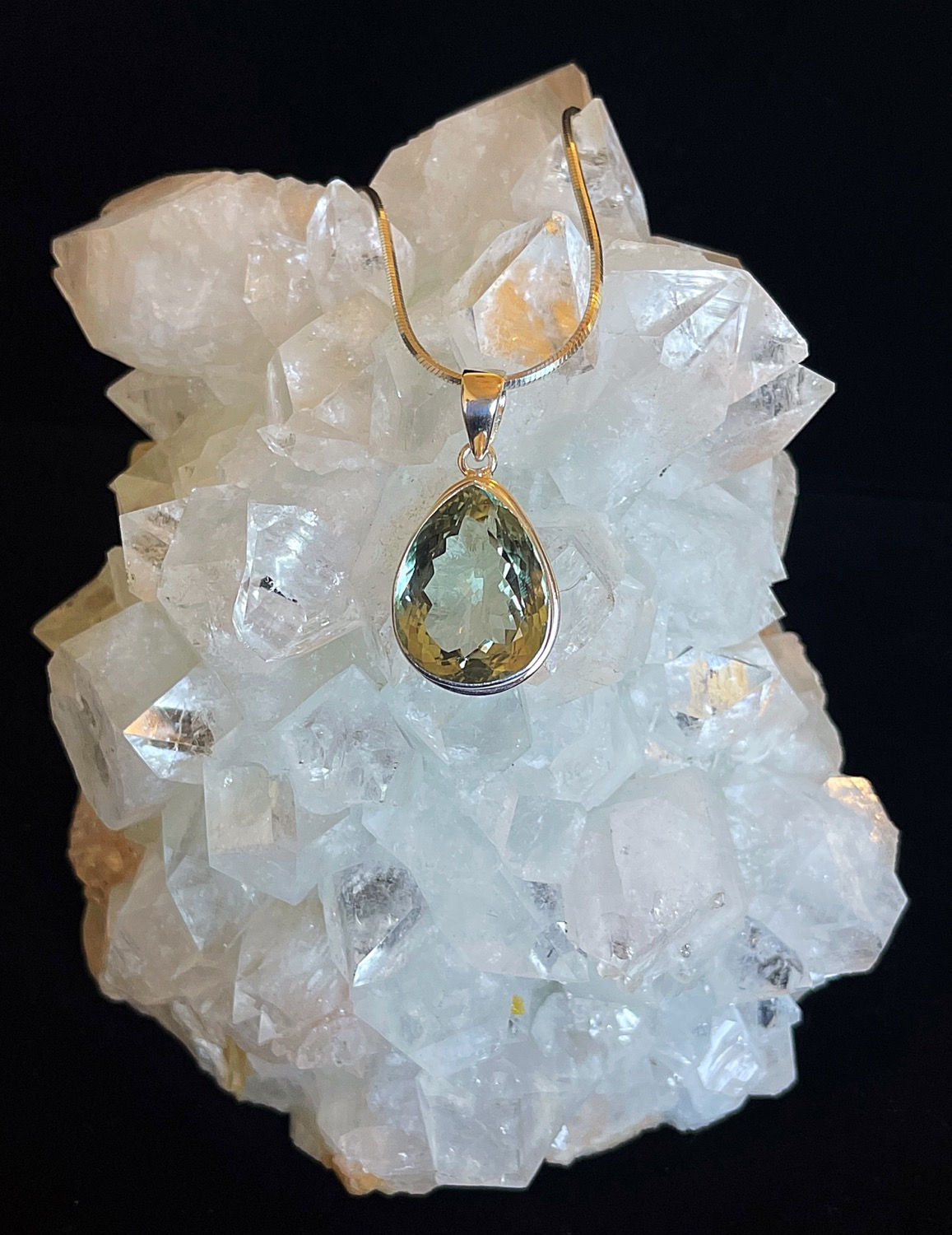 Faceted Green Amethyst Pendant