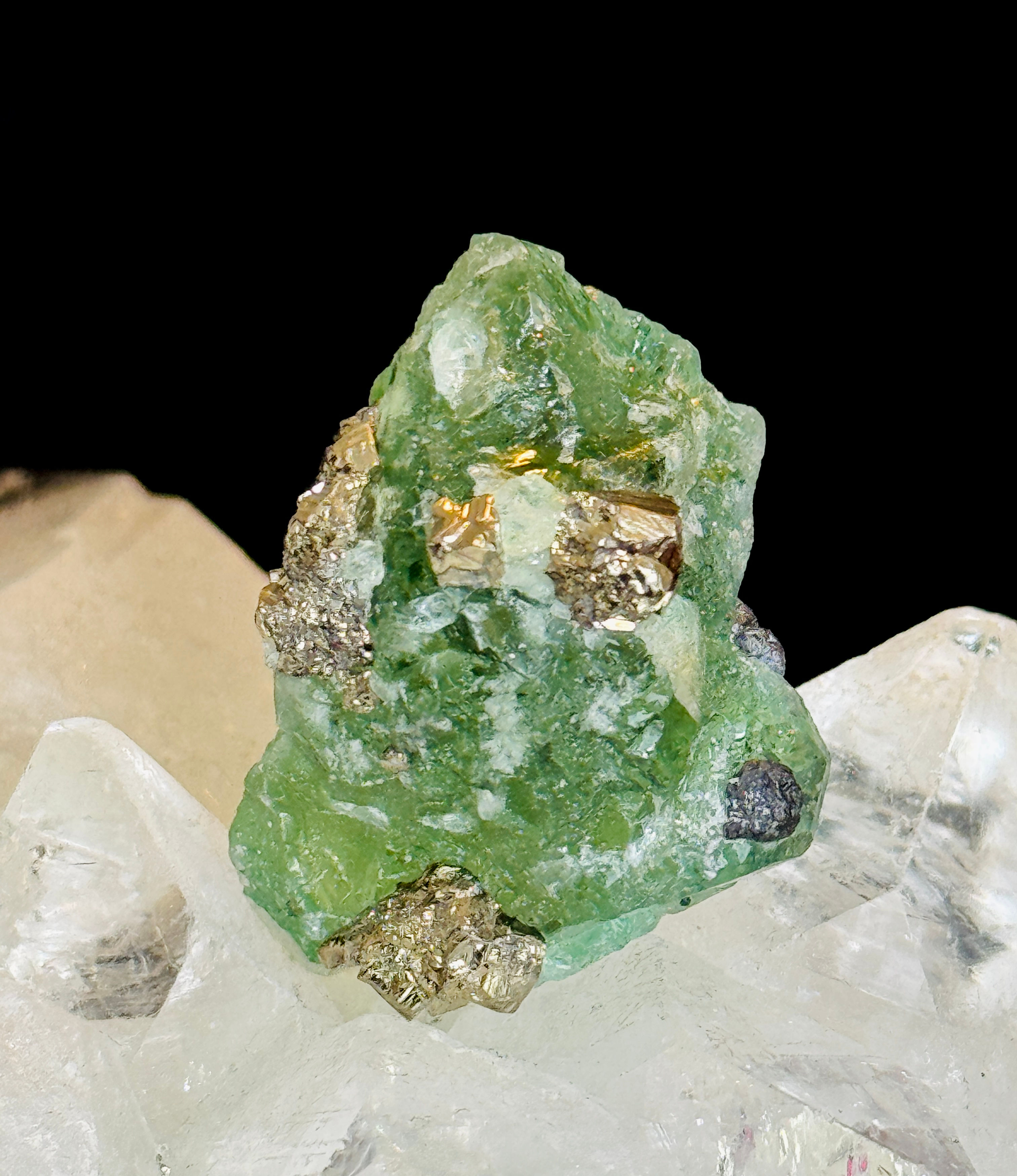 Peruvian Green Fluorite & Pyrite Specimen A+