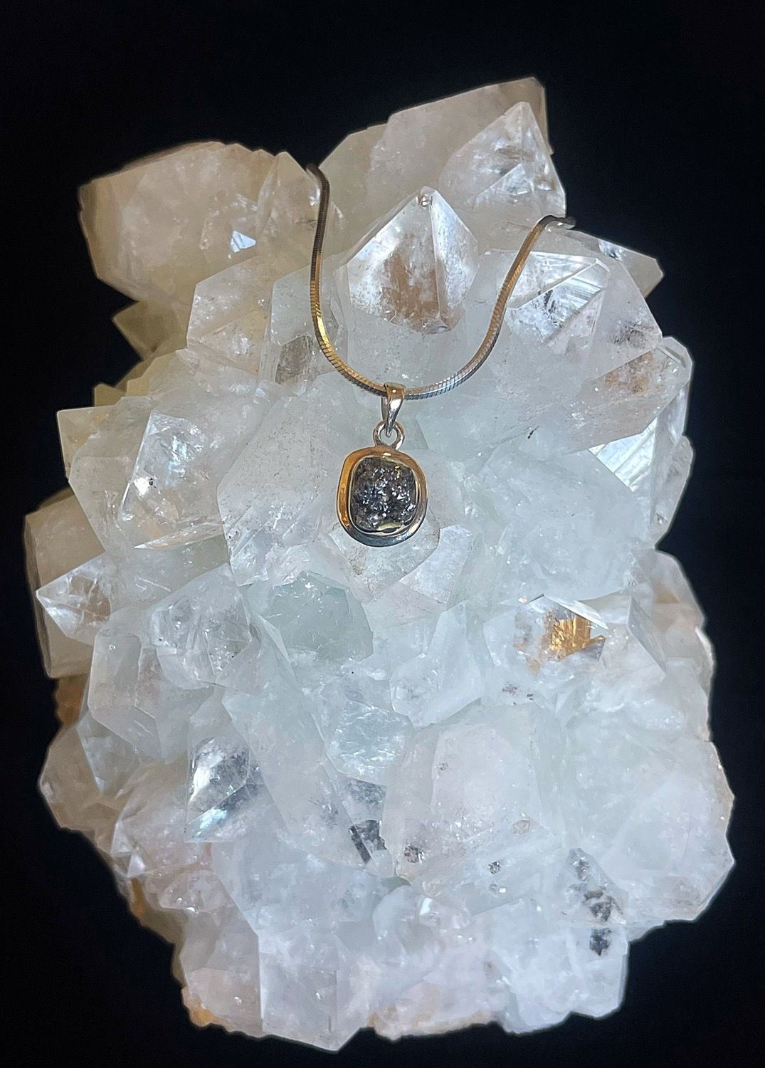 Raw Diamond Druzy Pendant