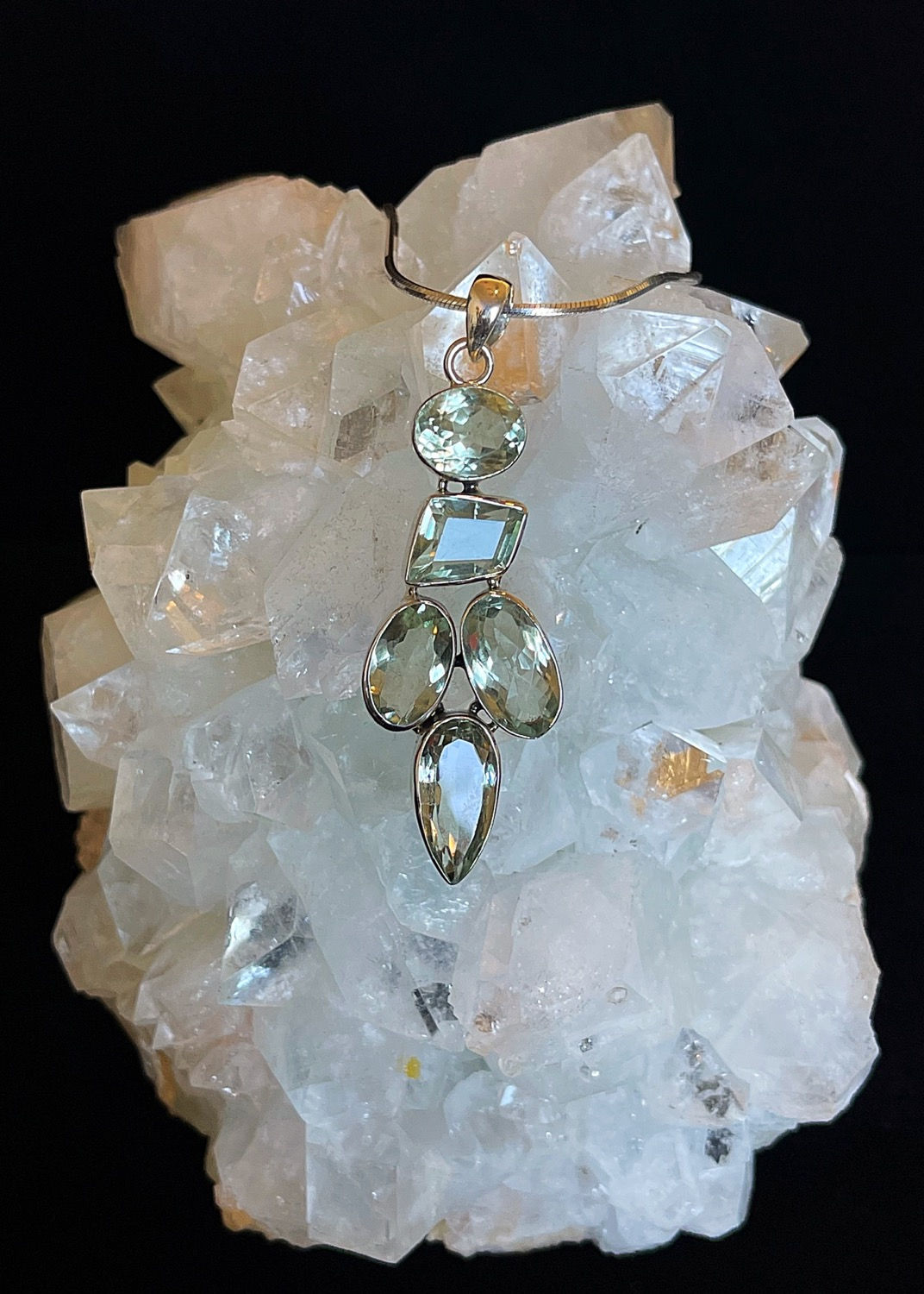Faceted Green Amethyst Pendant