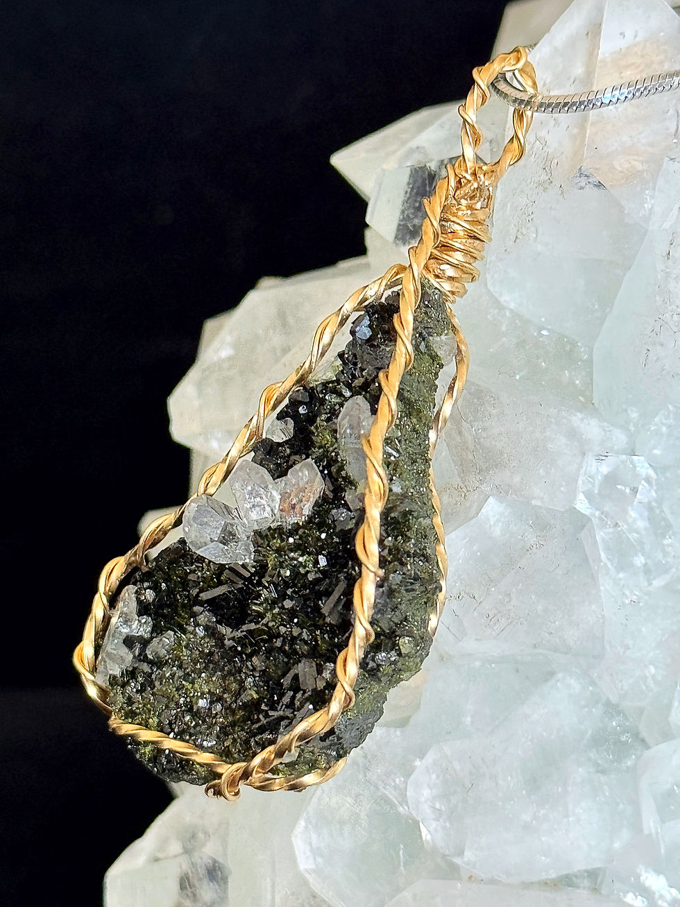 Thumbnail: Epidote Crystal Pendant on Gold Fill Wire