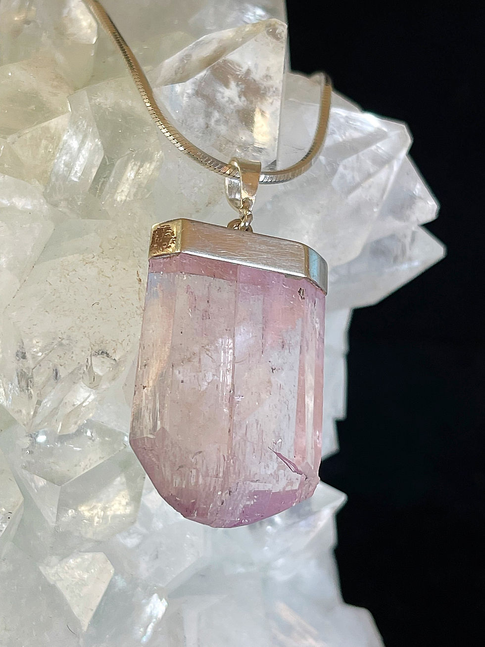 Thumbnail: Fuchsia Kunzite Crystal Pendant 