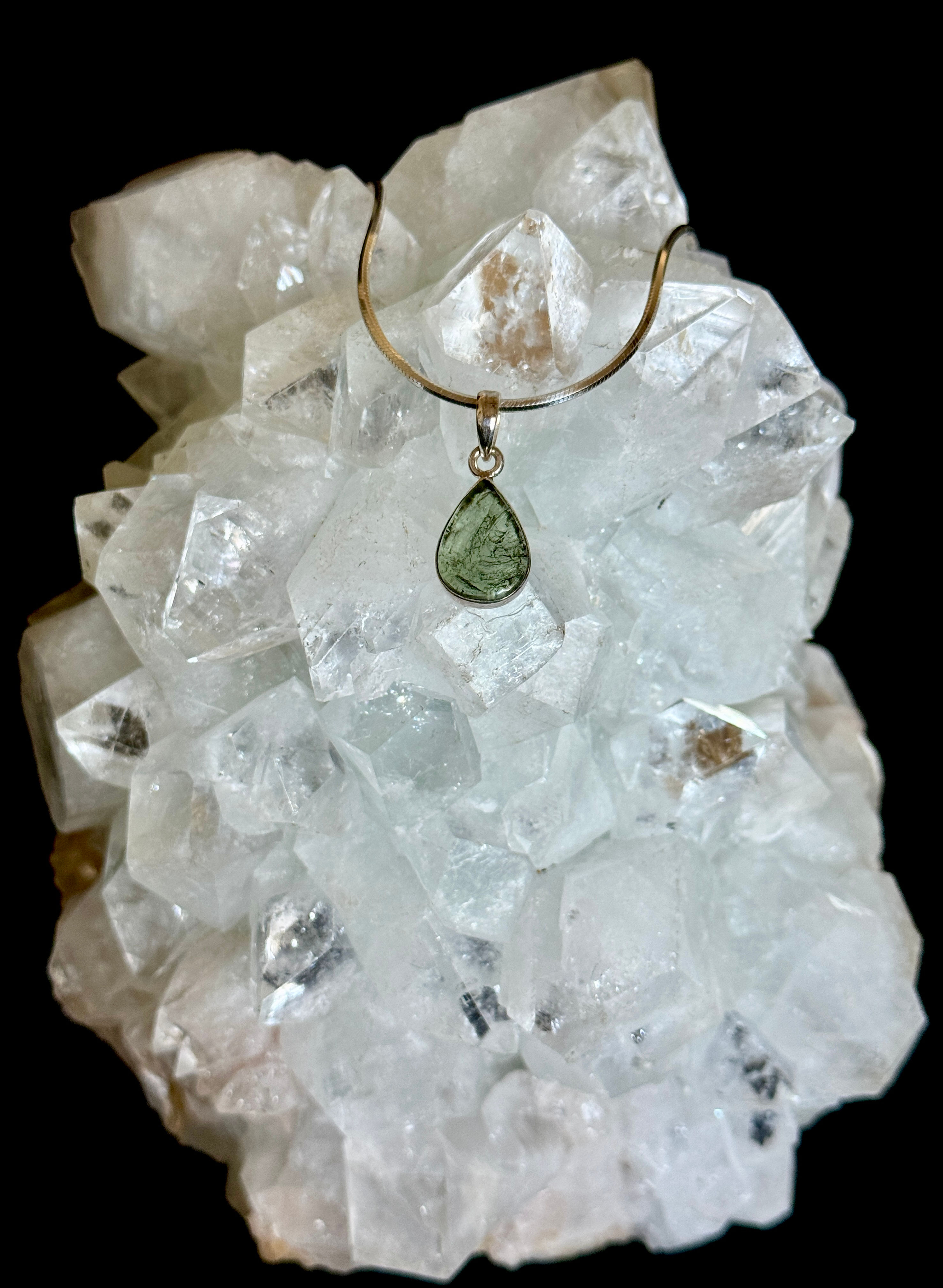 Moldavite Teardrop Pendant A+++