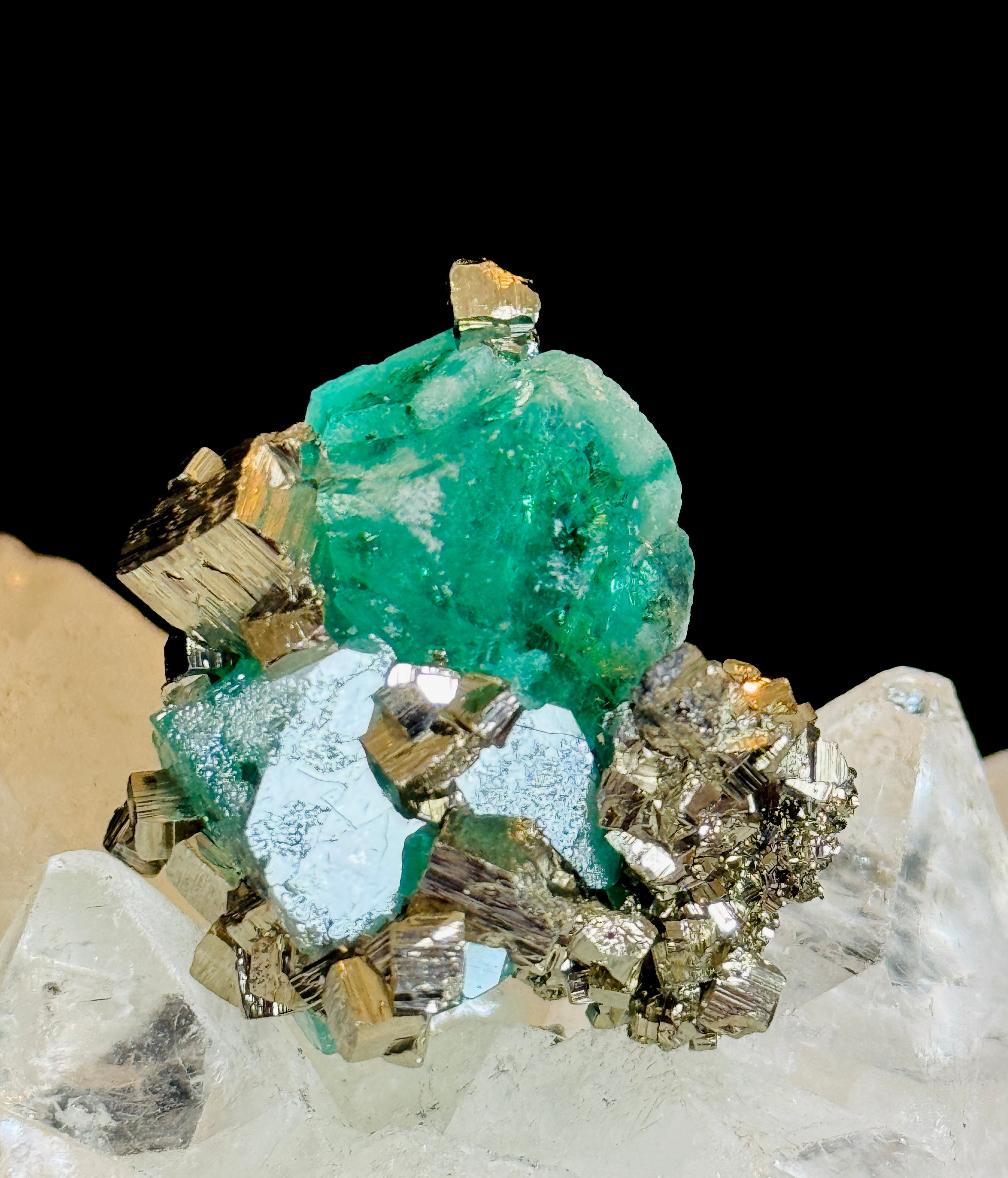 Peruvian Green Fluorite & Pyrite Specimen A+++