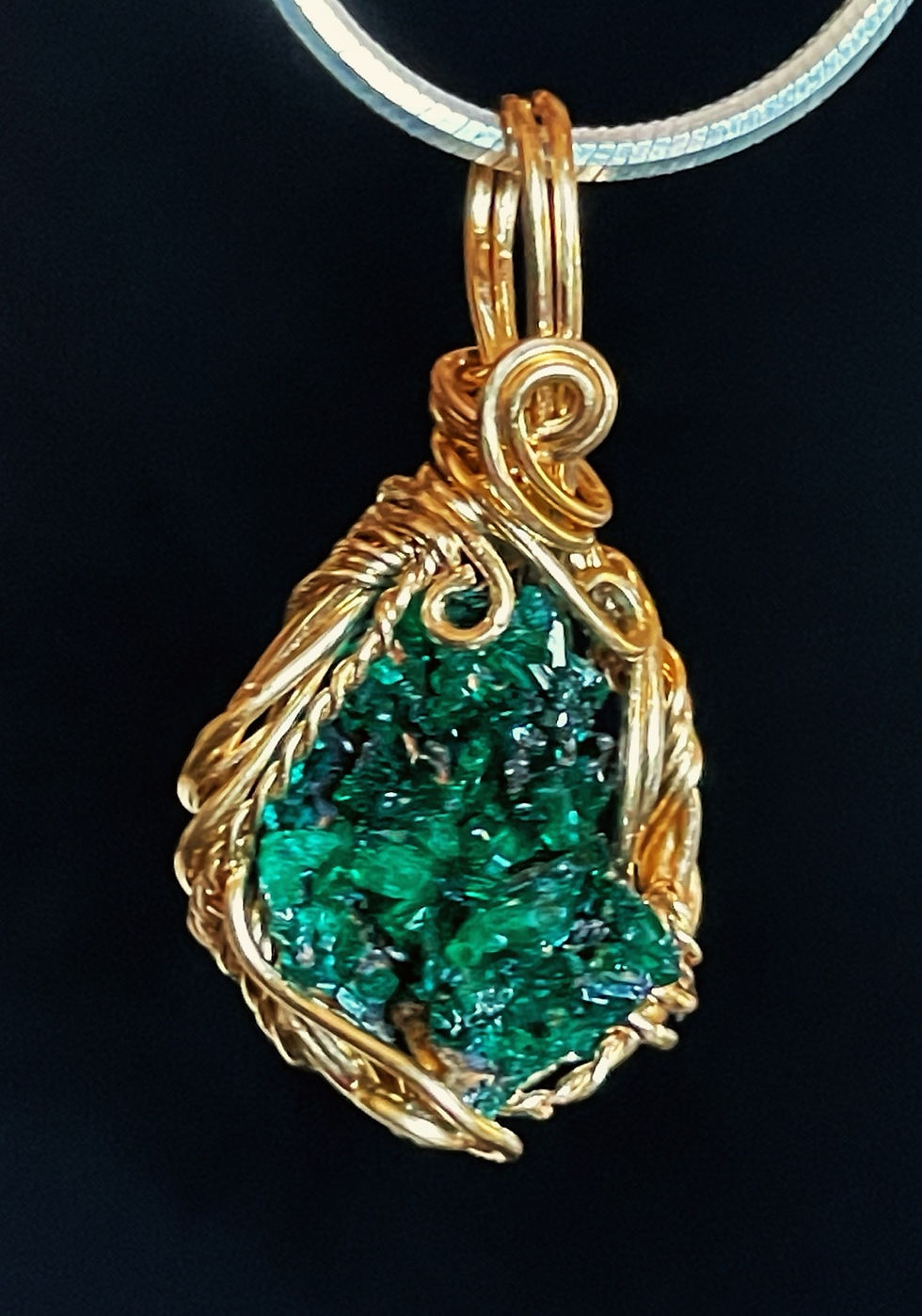 Thumbnail: Dioptase & Gold Custom Pendant