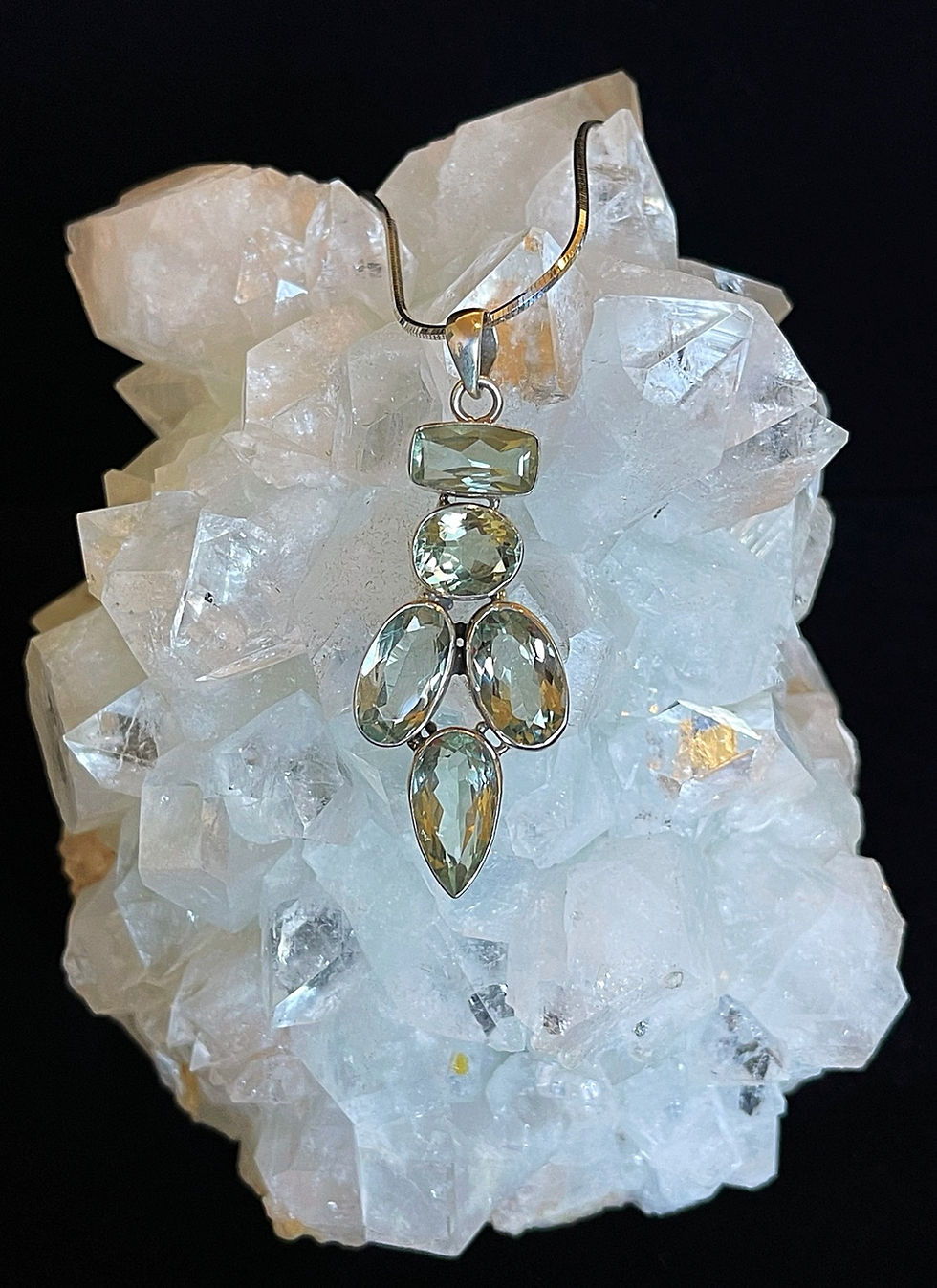 Faceted Green Amethyst Pendant