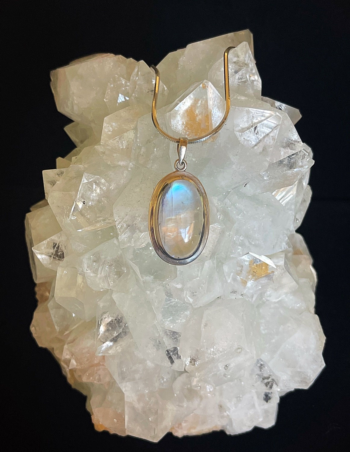 Blue/Amber Flash Moonstone Pendant