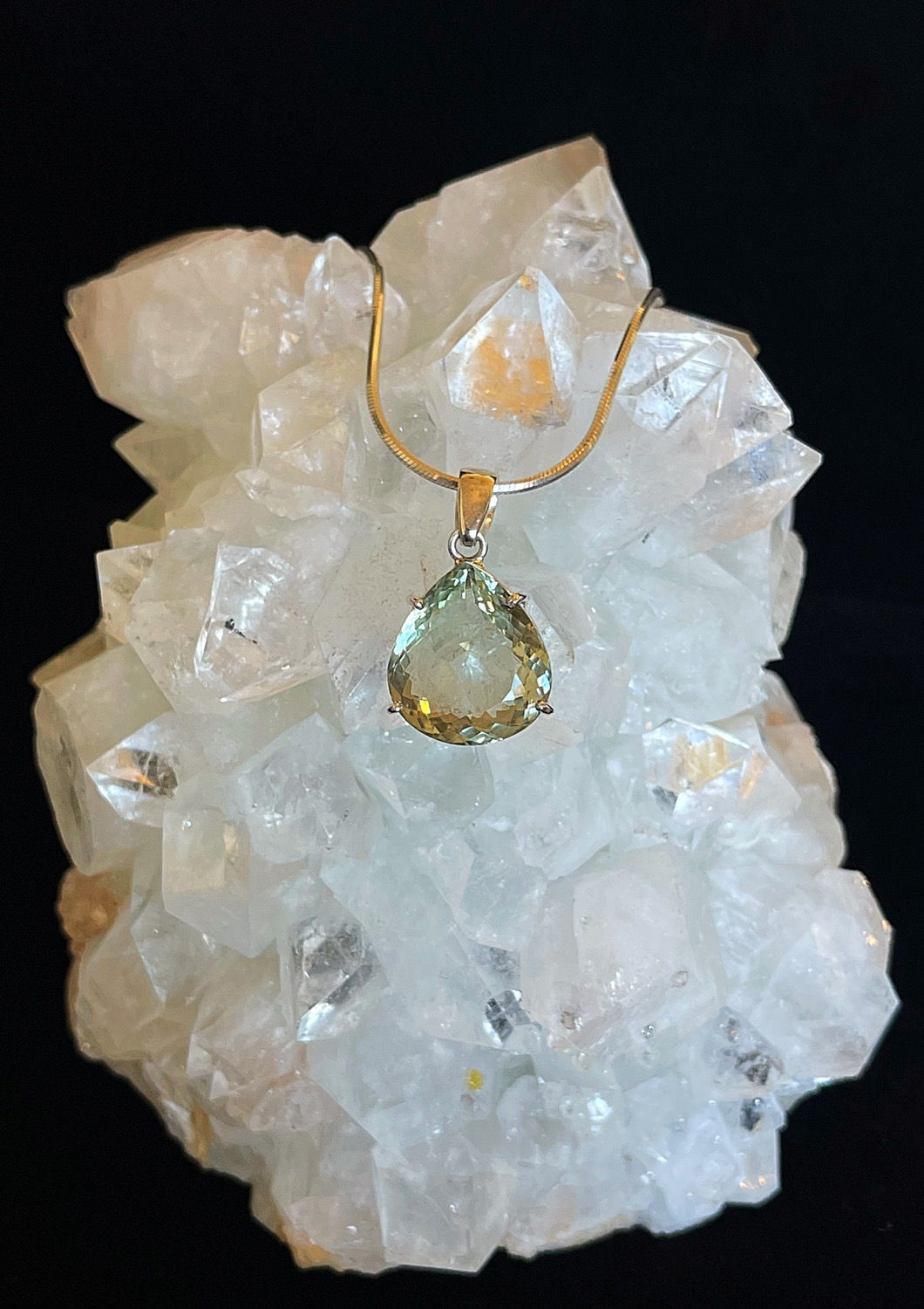 Faceted Green Amethyst Pendant
