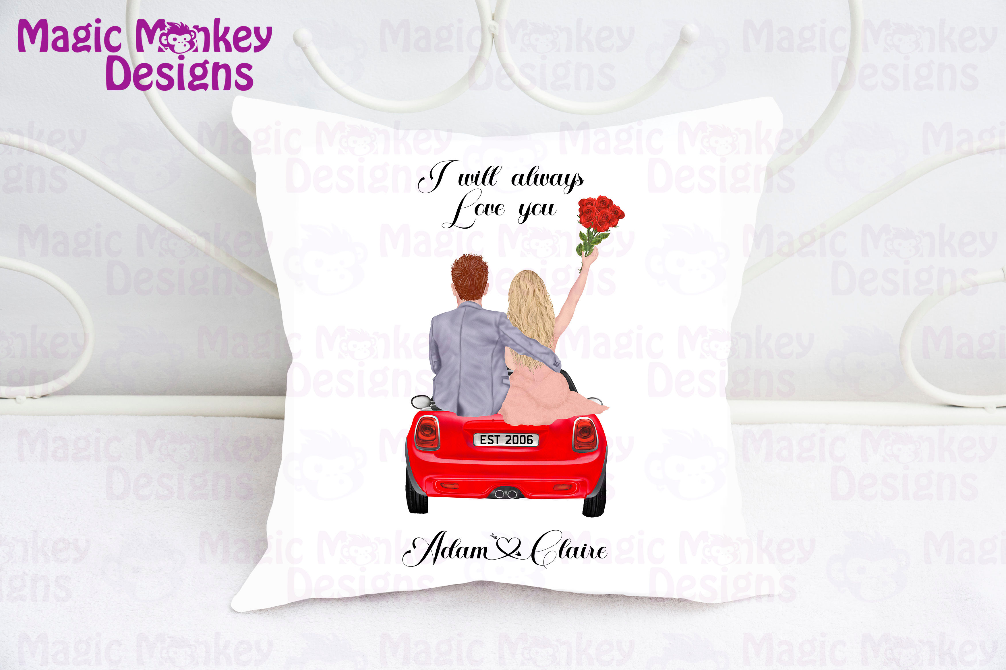 Personalised Couple on car Cushion