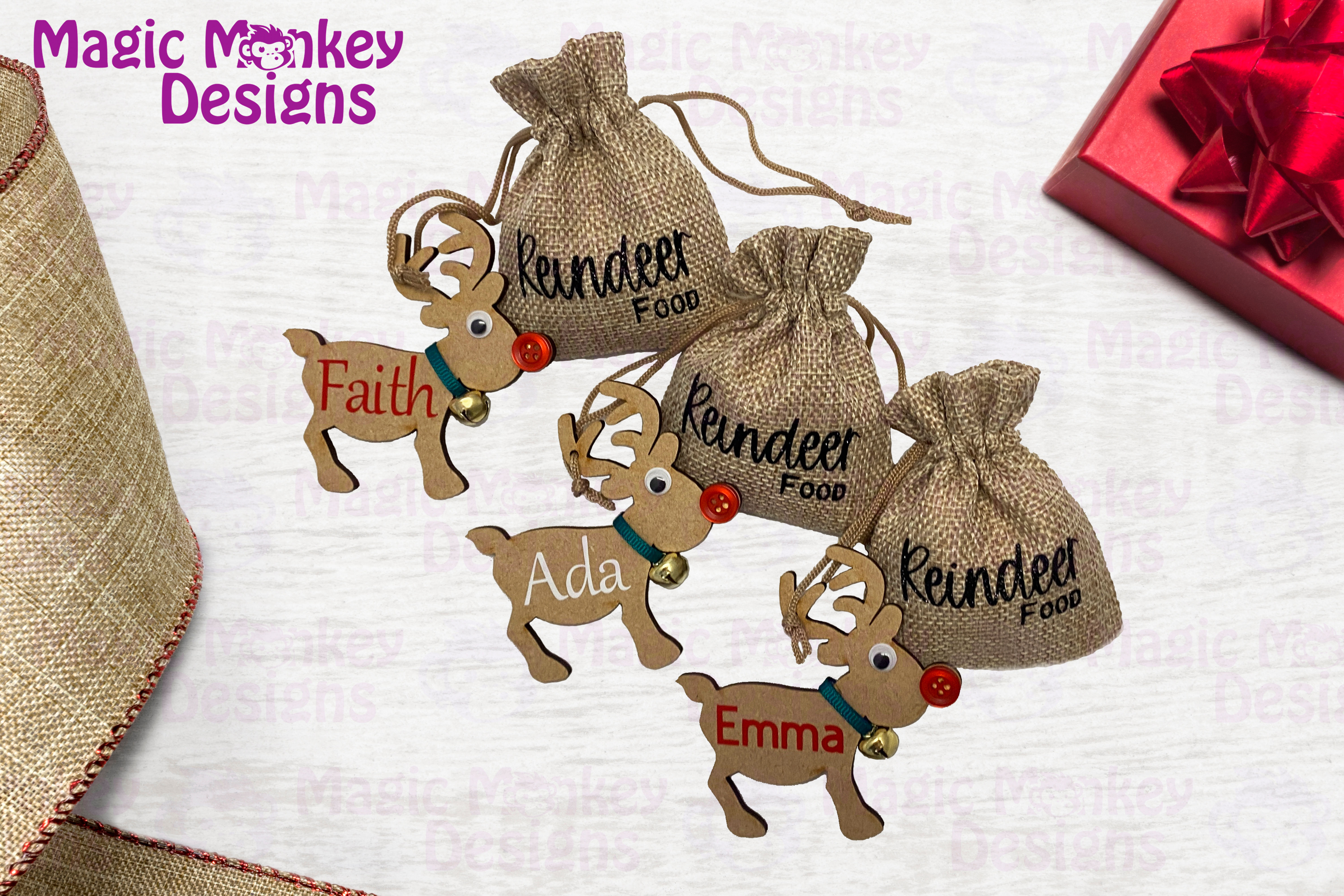 Personalised Reindeer and Food Bag
