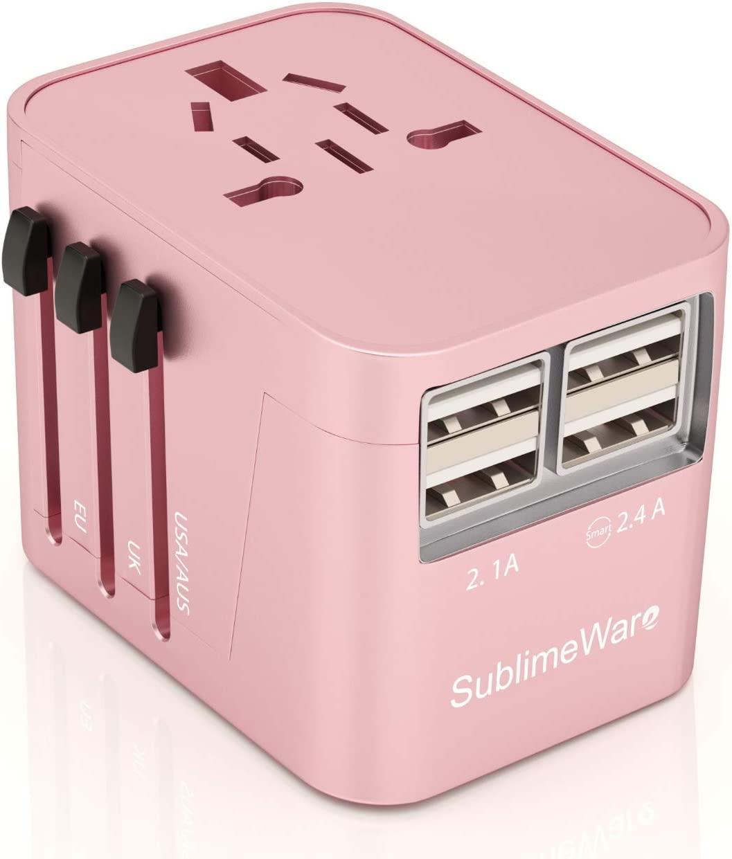 Universal Travel Adapter International All in One Plug (Rose Gold)- W/4 USB Port