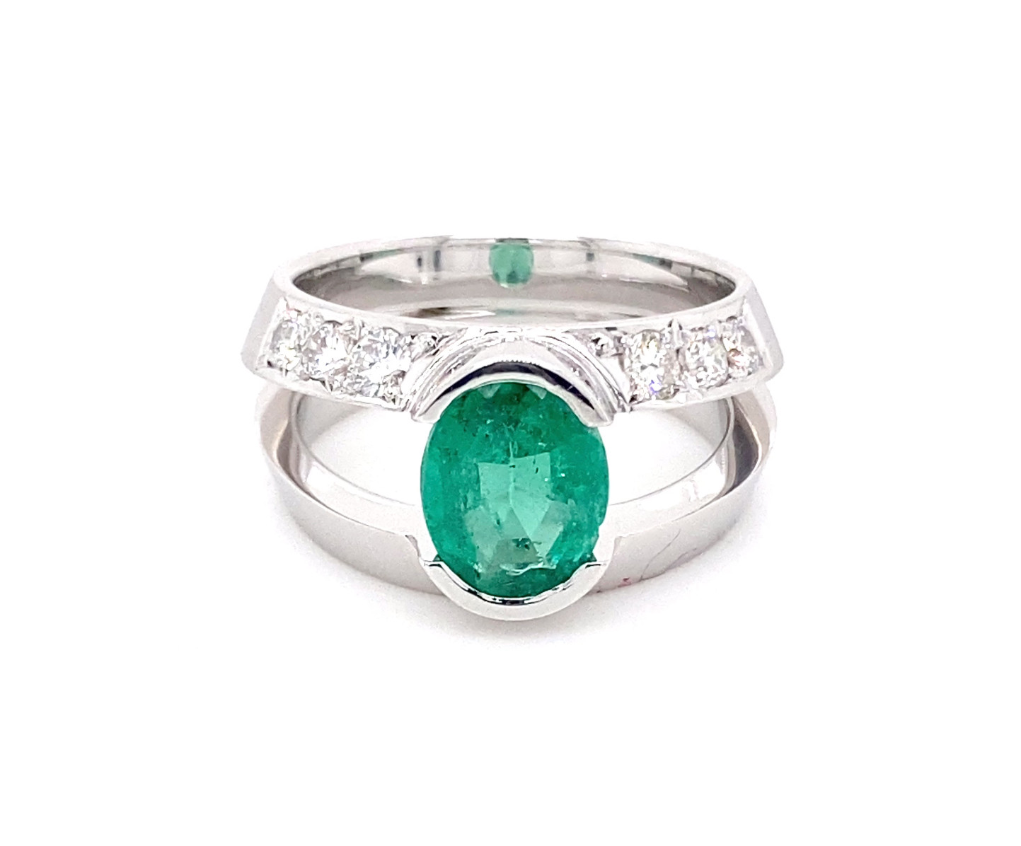 Exklusiver Smaragd Brillanten Ring in 750 WG Fassung