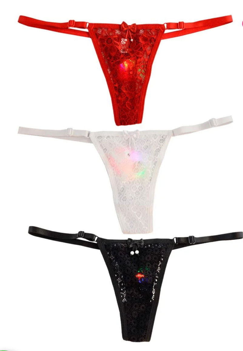 Miniatura: Calcinha com Lacinho e LED que Pisca Ajustável Diversão ao Cubo