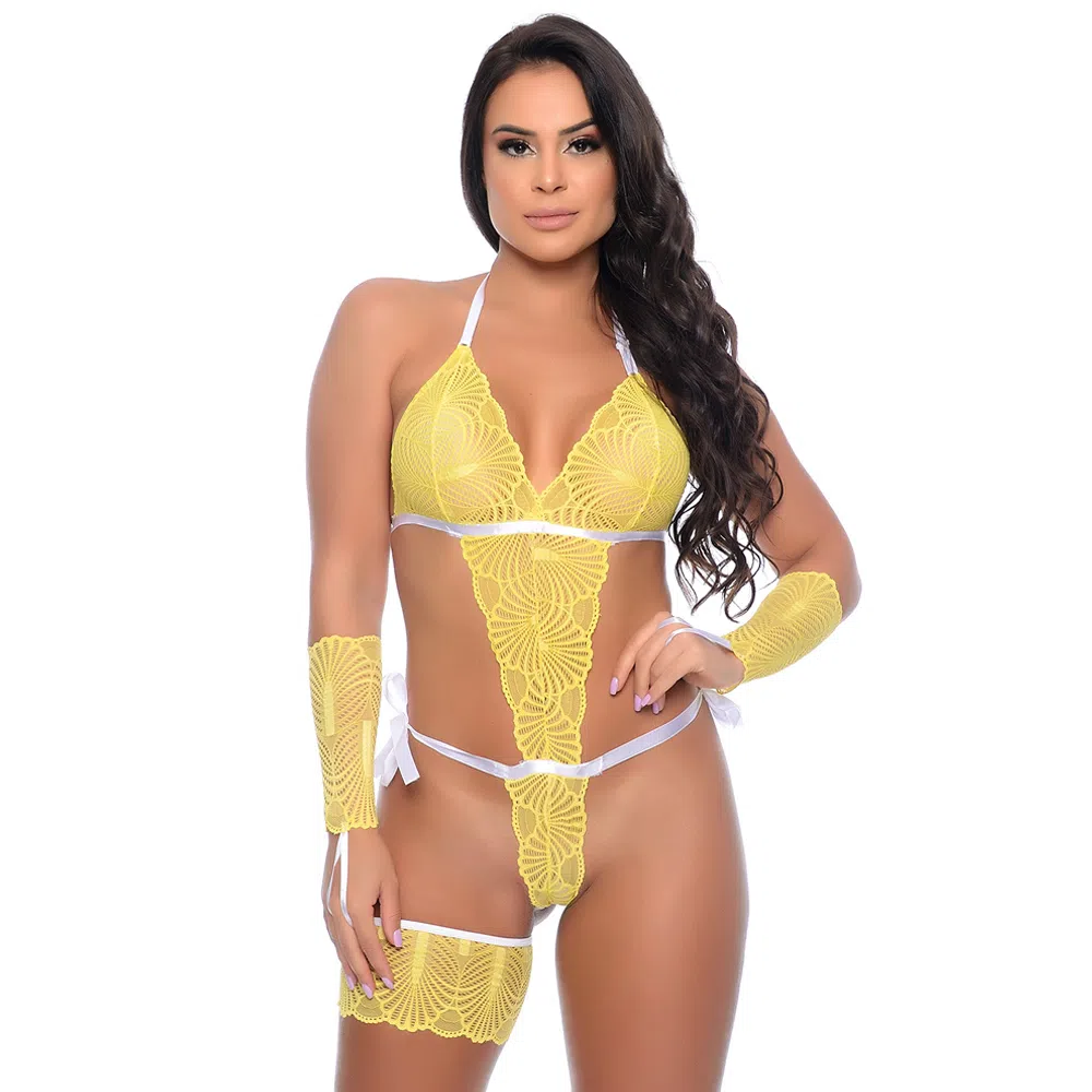 BODY EM RENDA COM DETALHES EM CETIM HOT LOVE ( M e G)