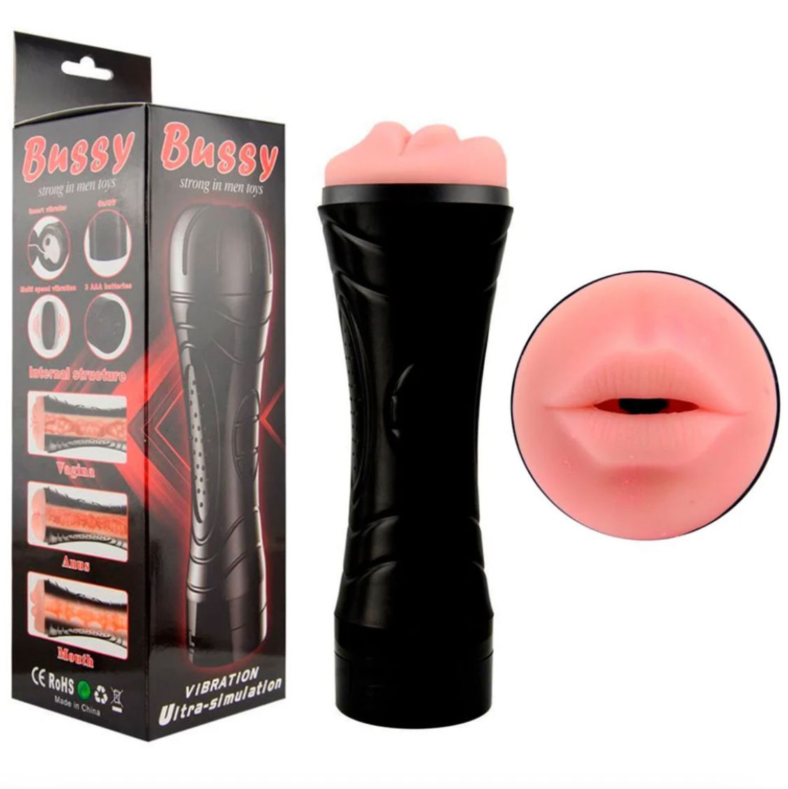 Masturbador Lanterna Boca Texturizado Vibro Vipmix