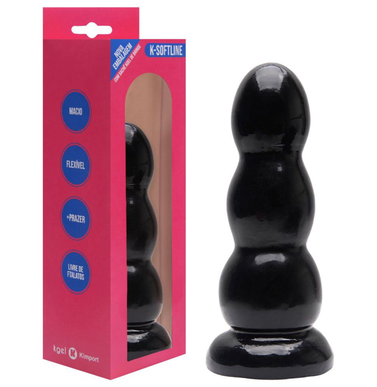 Plug Anal desenvolvido em material macio e flexível para maior conforto. Ventosa