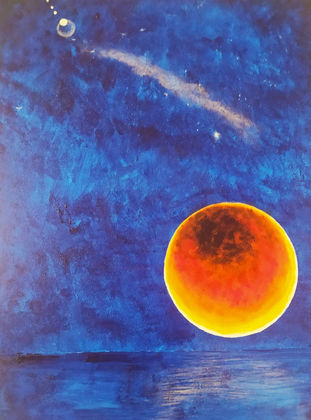Нощ. Частично лунно затъмнение Night Lunar Eclipse 2020 acryllic on canvas 50x70.jpeg